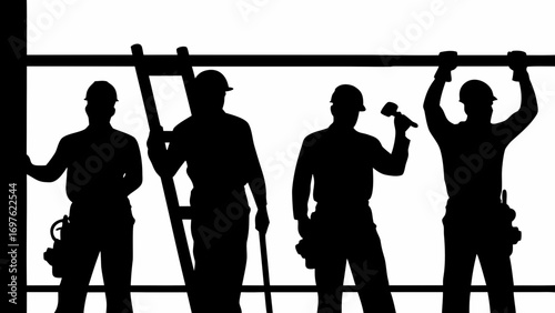 Construction Workers Silhouette Illustration