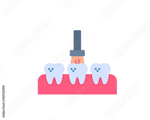 Advanced dental laser treatment for professional teeth whitening and oral hygiene, a concept of cosmetic dentistry and stomatology