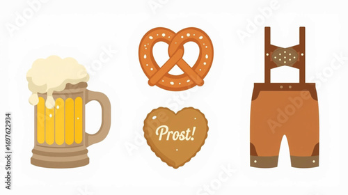 Oktoberfest Heart Icon with Bavarian Pattern – German Festival Love Symbol Vector