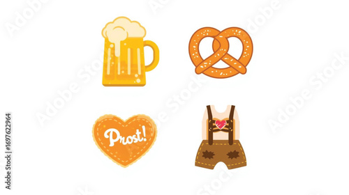 Oktoberfest Heart Icon with Bavarian Pattern – German Festival Love Symbol Vector