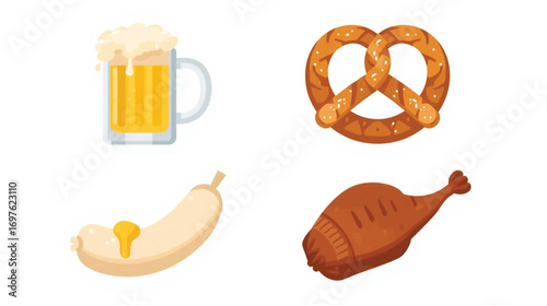 Oktoberfest Banana and Pretzel Icon – Quirky Bavarian Snack Fusion Vector Design