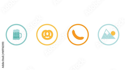 Oktoberfest Banana and Pretzel Icon – Quirky Bavarian Snack Fusion Vector Design