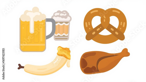 Oktoberfest Sausage on Fork Icon – Bavarian Food Symbol Vector for Festival Design