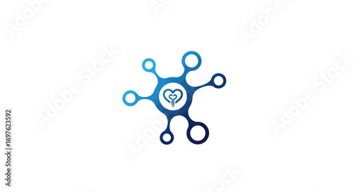 Abstract medical connection graphic, innovative healthcare technology logo design element, science