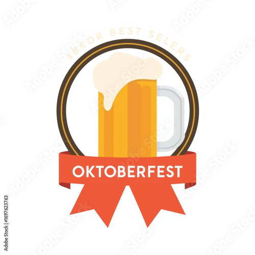 Oktoberfest Ribbon Badge Vector – German Festival Label Design for Promotions