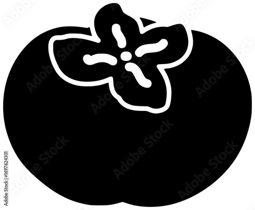 persimmon illustration orange silhouette fruit logo organic icon food outline juicy healthy ripe fresh vegetarian tropical diet raw sweet shape japanese vector graphic background