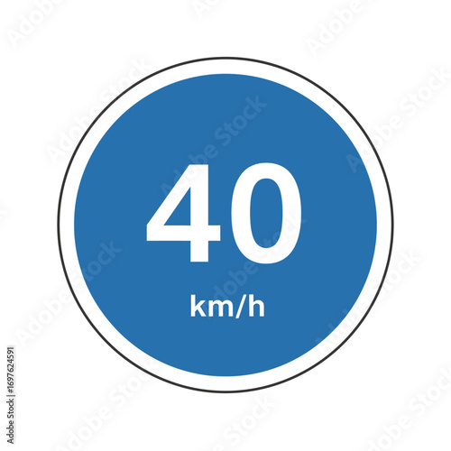 Round blue traffic sign indicating a 40 km/h speed limit.