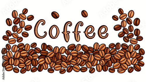 Decorative coffee beans and word art