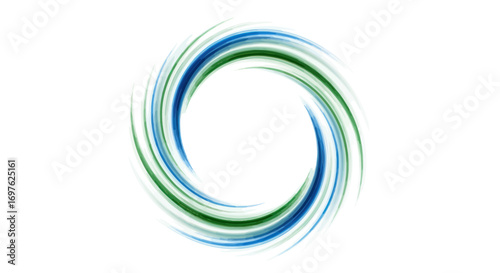 Dynamic circular motion created by blending vivid blue and verdant green hues together on a canvas