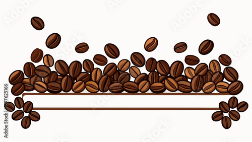 Falling coffee beans border with blank space