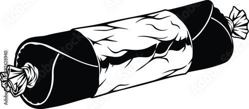 Black and illustration of a burrito wrapped in foil vector illustration