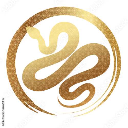 Year of the snake vector gold zodiac symbol illustration isolated on a white background