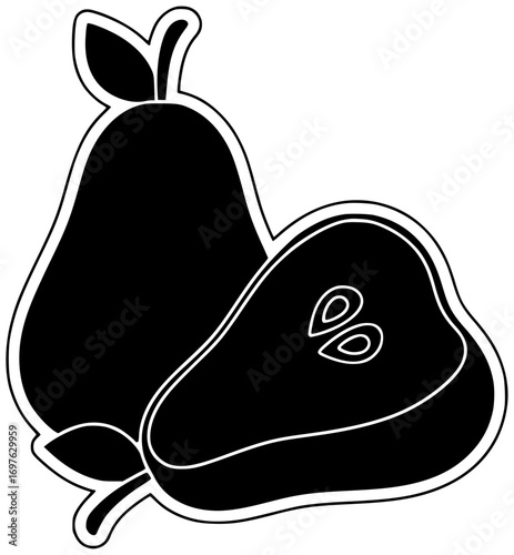 food illustration healthy silhouette fruit logo quince icon garden outline pear organic harvest fresh ripe leaf nature yellow juicy shape vegan vector graphic background