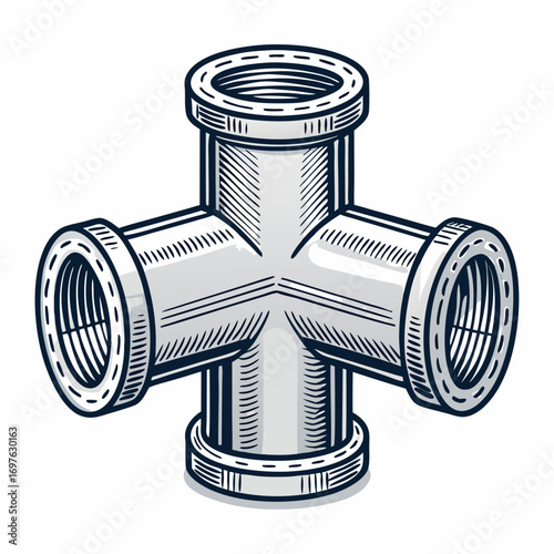 Beautiful Create Bold Stroke Cross Pipe Connector Premium Digital Asset