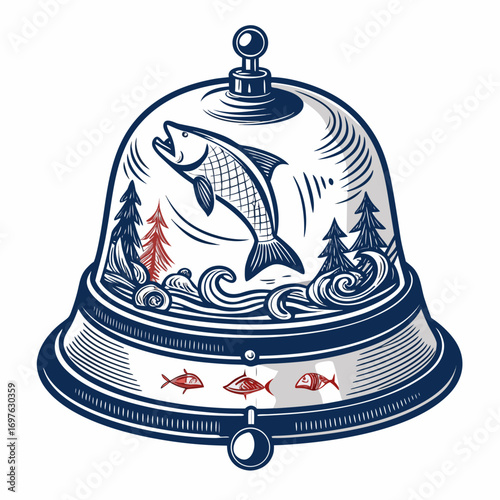 Beautiful Create Bold Stroke Fishing Alarm Bell High-Quality Stock Image