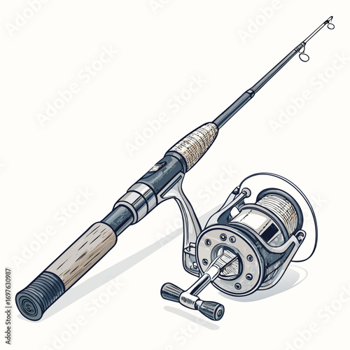 Depicting Create Bold Stroke Fishing Rod With Reel Vibrant Professional Photo