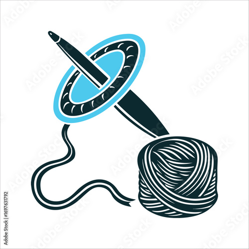 Drop Spindle Whorl with Serpentine Thread Spindle Whorl drop spindle with thread unraveling into a serpentine shape for fate weaving
