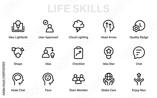 Life Skills Modern Line Icon Collection – Professional, minimal, and unique vector pack of awareness, communication, and behavioral growth icons