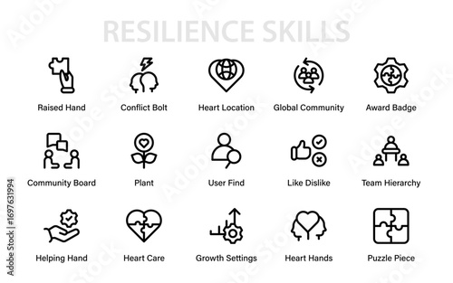 Resilience Modern Line Icon Collection – Professional, minimal, and unique outline vector pack for self development, growth, and awareness skills
