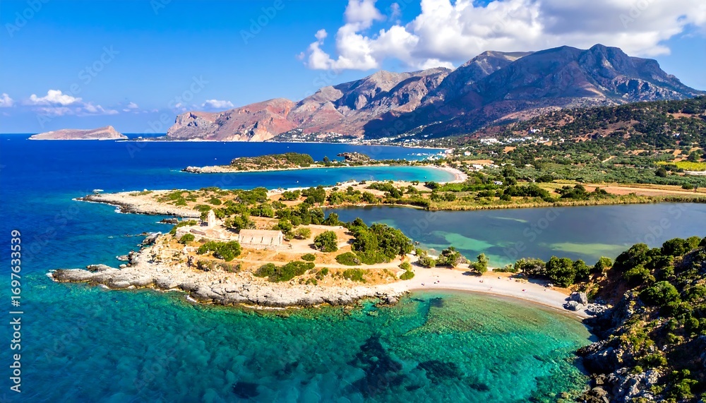 Naklejka premium Panoramic coastal view of a Greek bay