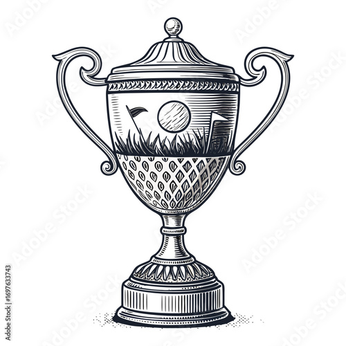 Create Bold Stroke Golf Trophy Cup Premium Digital Asset Great for Commercial Projects
