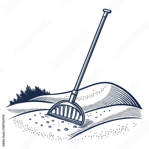 Dynamic Create Bold Stroke Sand Trap With Rake Premium Digital Asset