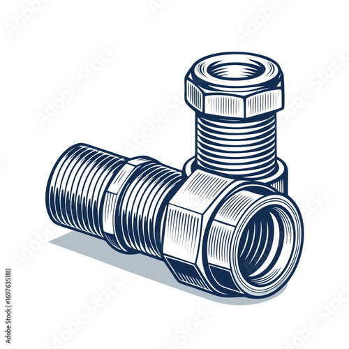 Elegant Create Bold Stroke Threaded Pipe Fitting Premium Digital Asset