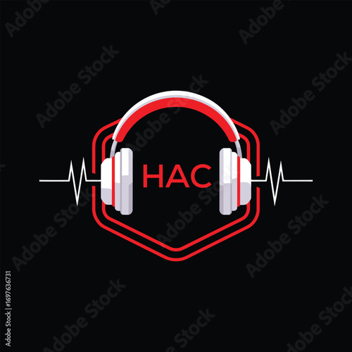 HAC  Headphone Company logo. HAC Modern Music logo design for entrepreneur and business. HAC Entertainment Branding best icon.
