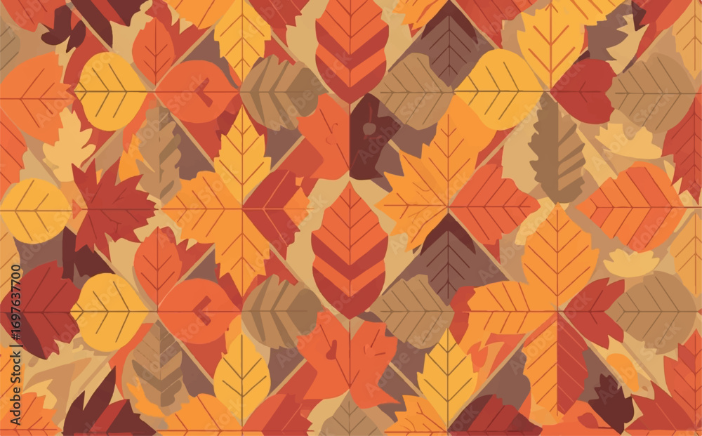 Obraz premium Autumn Leaves Illustration Background Seamless Pattern for Textile or Wrapping Paper