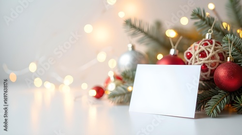 Christmas decoration with a white card and ample copy