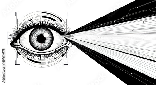 Visionary technology scanning eye vector illustration symbolizing advanced perception and