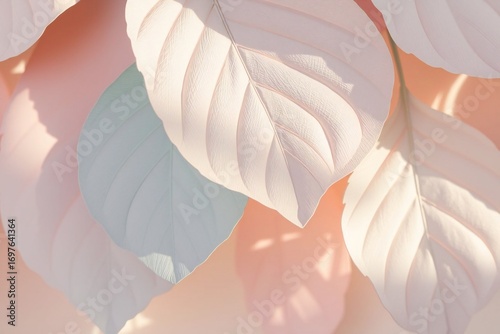 Layered Paper Leaves in Pastel Colors with Light and Shadow