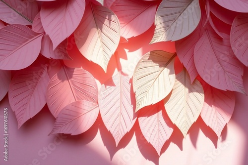 Layered Paper Leaves in Pastel Colors with Light and Shadow