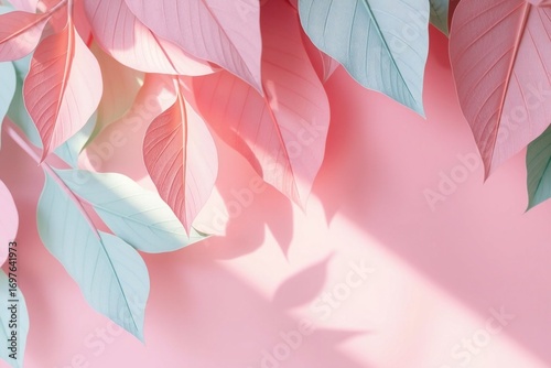 Layered Paper Leaves in Pastel Colors with Light and Shadow