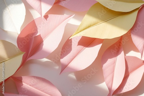 Layered Paper Leaves in Pastel Colors with Light and Shadow