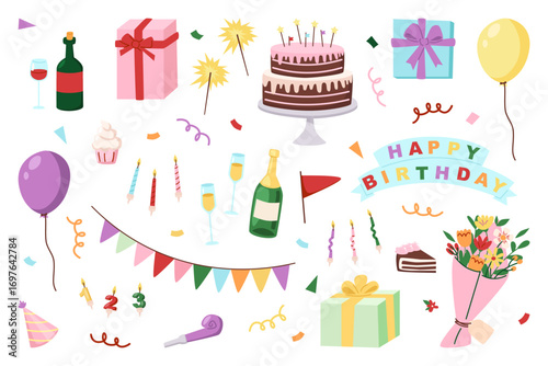 Collection of Birthday Party Design Elements.