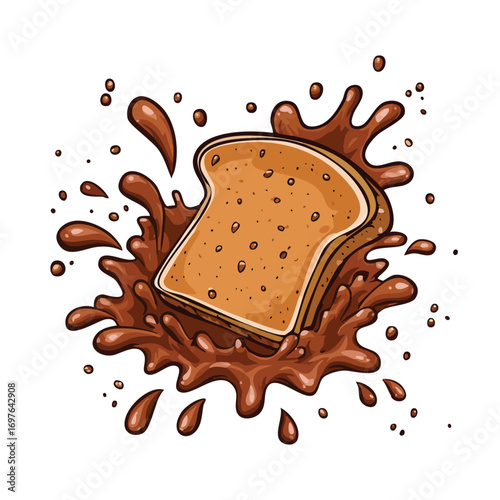 Rye Bread splash Colorful Vector in Adorable Comic Style with Expressive Lines..