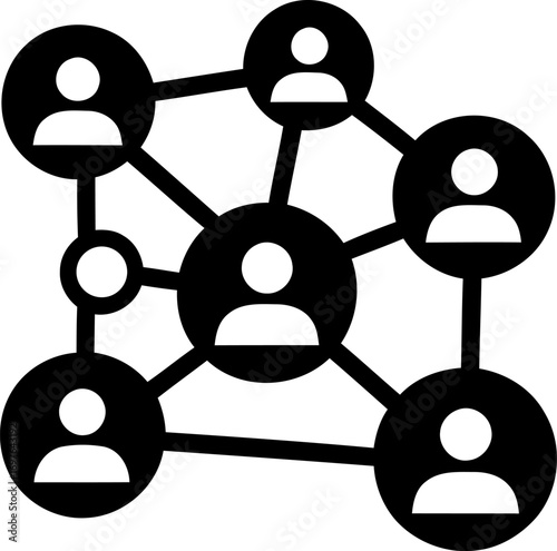 Connected people network icon