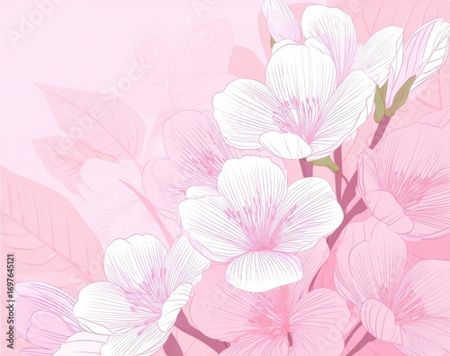 Delicate pink and white floral illustration