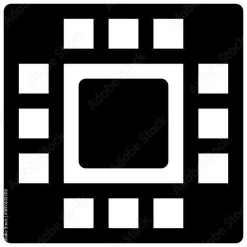 Game board. Outlined stroke vector icon with black-filled details.