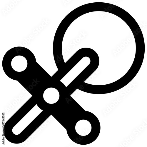 Jacks. Outlined stroke vector icon with black-filled details.