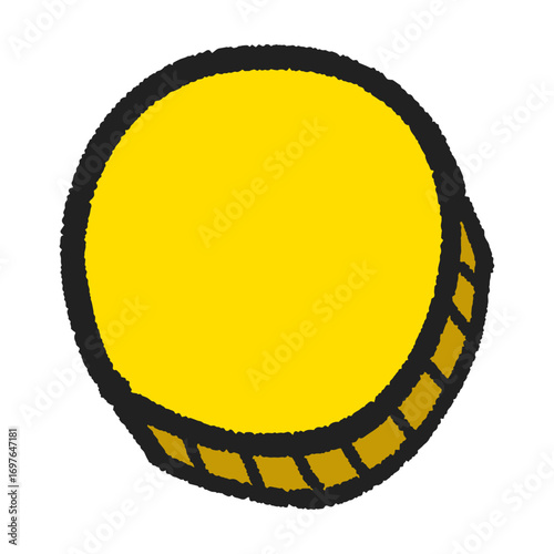 Hand Drawn Gold Coin Icon – Cartoon Style