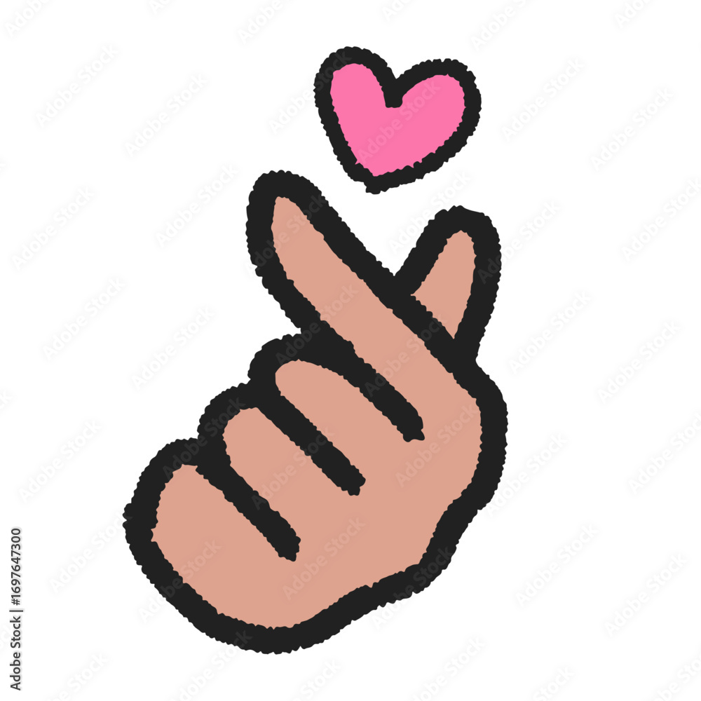 Obraz premium Finger Heart Gesture Illustration – Cute Love Sign