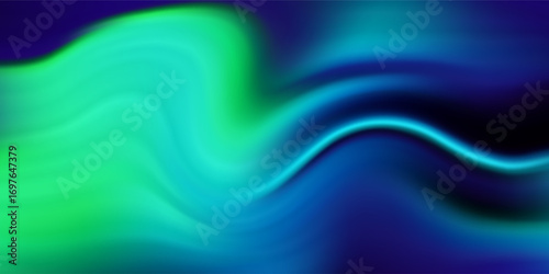 Abstract liquid background. Gradient mesh. Effect blend emerald color. Blurred fluid colorful mix.