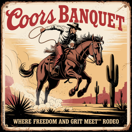 Coors Banquet Rodeo A Western-Style Illustration
