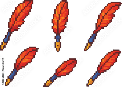 feather pen pixel art, eps 10 illustration