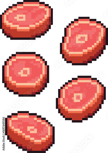 pork slice pixel art, eps 10 illustration