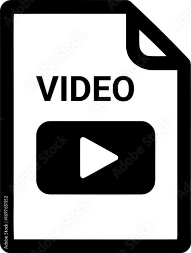 Simple video file icon play button symbol media document