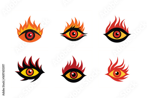 set of a fiery eye vector ar