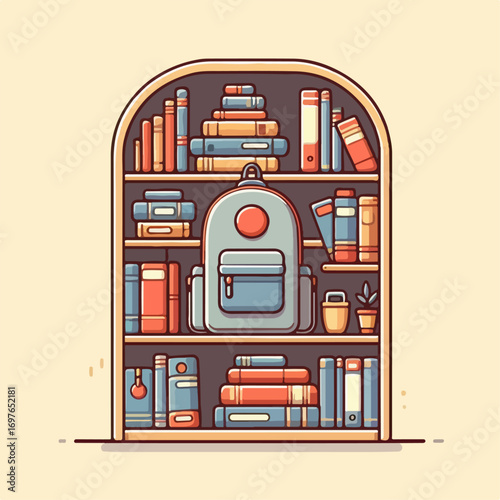flat illustration of bookshelf